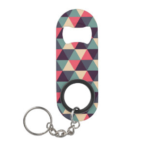 Porte-clé Décapsuleur Motif turquoise et rose de triangle