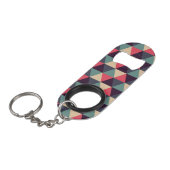 Porte-clé Décapsuleur Motif turquoise et rose de triangle (Devant Angle)