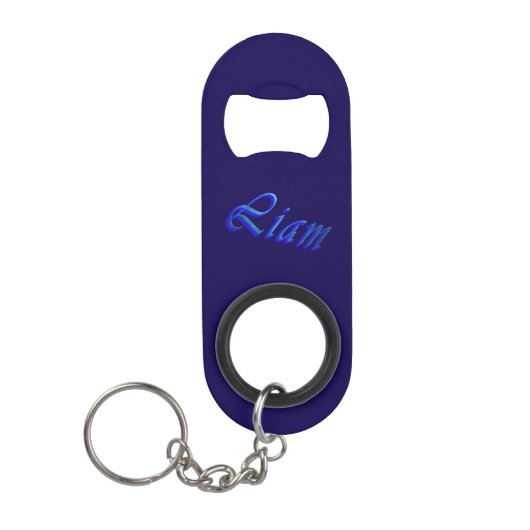 Porte-clé Décapsuleur Nom bleu Liam, (Devant)