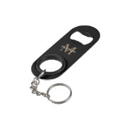 Porte-clé Décapsuleur Nom personnalisé Monogramme noir (angle arrière)