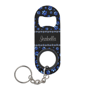 Porte-clé Décapsuleur Nom personnalisé, pattes de chien de parties scint
