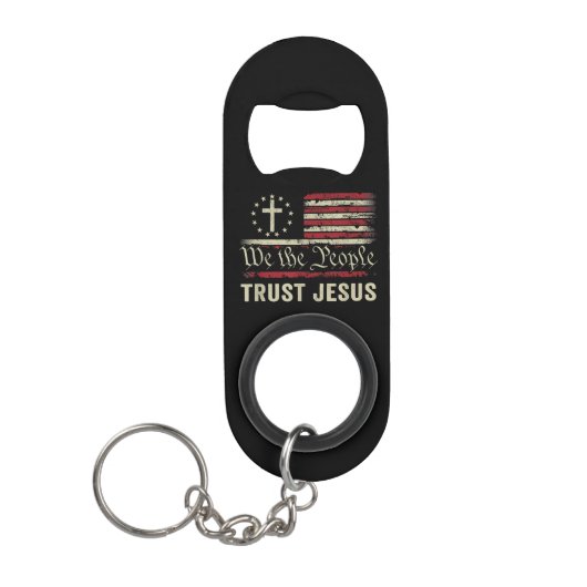 Porte-clé Décapsuleur Nous Le Peuple Confiance Jésus - USA Drapeau Chris (Devant)