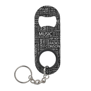 Porte-clé Décapsuleur Nuage de mot de motif de MUSIQUE