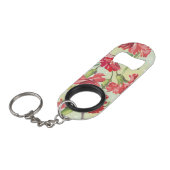 Porte-clé Décapsuleur Oeillets rouges sur le vert avec des papillons (Devant Angle)
