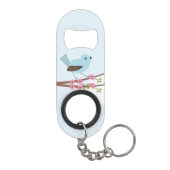 Porte-clé Décapsuleur Oiseau bleu dans l'arbre en fleurs (Dos)