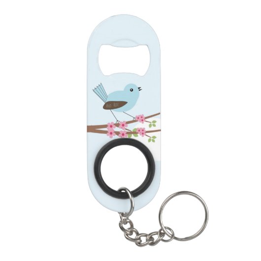 Porte-clé Décapsuleur Oiseau bleu dans l'arbre en fleurs (Dos)