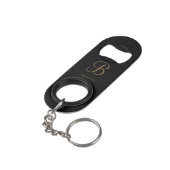 Porte-clé Décapsuleur Or noir Nom et monogramme personnalisés (angle arrière)