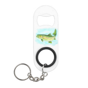 Porte-clé Décapsuleur Ouverture de bouteille de truite d'aquarelle