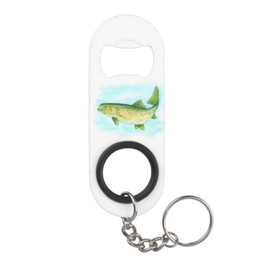 Porte-clé Décapsuleur Ouverture de bouteille de truite d'aquarelle (Dos)