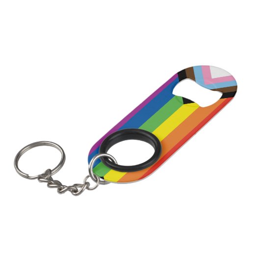 Porte-clé Décapsuleur Ouverture de bouteille - Drapeau LGBTQIA+ (Devant Angle)
