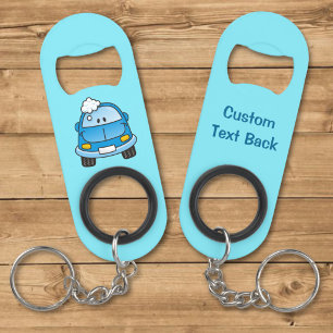 Porte-clé Décapsuleur Ouvre-bouteille porte-clés voiture bleue avec bull