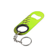 Porte-clé Décapsuleur Ouvreur de bouteille jaune du base-ball mini avec (angle arrière)