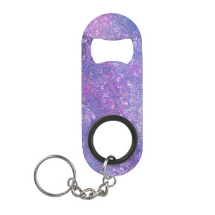 Porte-clé Décapsuleur Paillettes roses et violettes brillantes