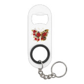 Porte-clé Décapsuleur Papillon de fleurs rouges aux roses rouges (Dos)