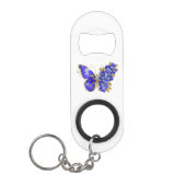 Porte-clé Décapsuleur Papillon saphir à fleurs (Devant)