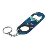 Porte-clé Décapsuleur Papillons d'or sur un Arrière - plan bleu (Devant Angle)