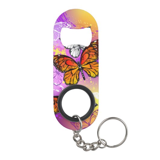 Porte-clé Décapsuleur Papillons Monarque sur Arrière - plan pourpre (Dos)