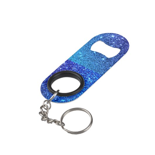 Porte-clé Décapsuleur Parties scintillant bleue Bachelorette (angle arrière)