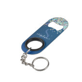 Porte-clé Décapsuleur Parties scintillant Bleue Monogramme Holographique (angle arrière)
