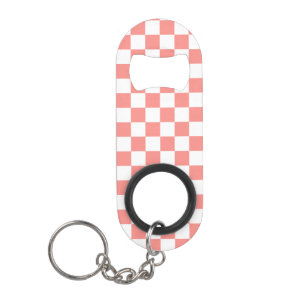 Porte-clé Décapsuleur Pastel Rouge Blanc À damiers damier Vintage