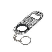 Porte-clé Décapsuleur Patchwork noir et blanc 04 de motif (angle arrière)