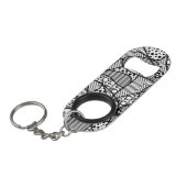Porte-clé Décapsuleur Patchwork noir et blanc 04 de motif (Devant Angle)