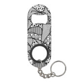 Porte-clé Décapsuleur Patchwork noir et blanc 04 de motif (Dos)