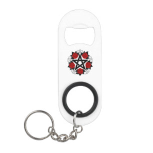 Porte-clé Décapsuleur Pentagramme aux roses rouges