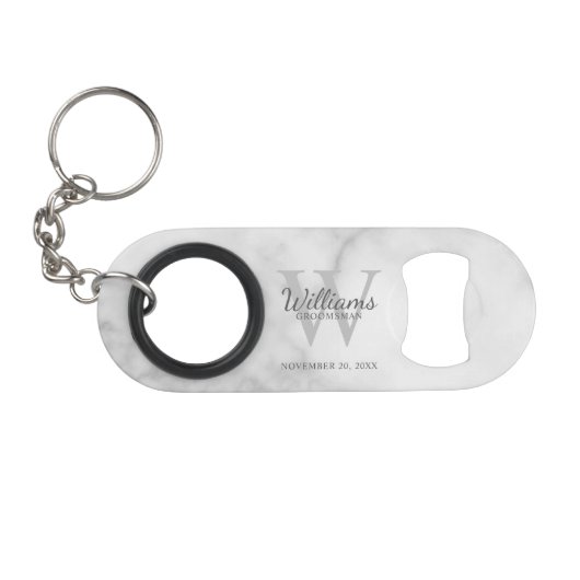 Porte-clé Décapsuleur Personalized Groomsman's Monogram and Name (Devant (Horizontal))