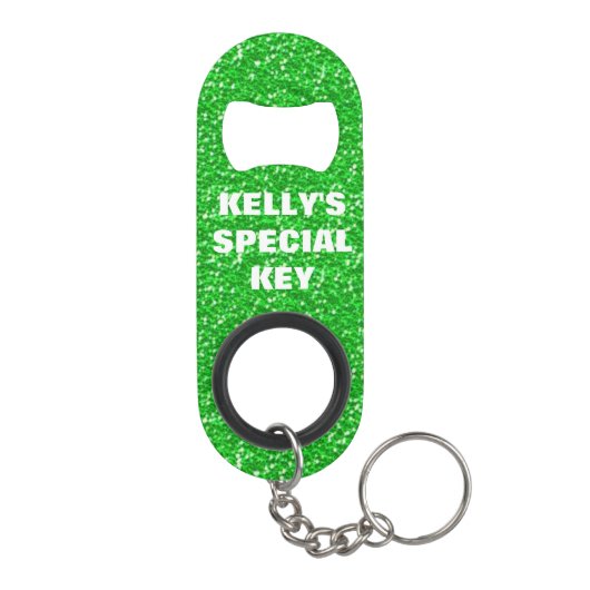 Porte-clé Décapsuleur Personnalisé ・ Kelly Green Parties scintillant Sha (Dos)