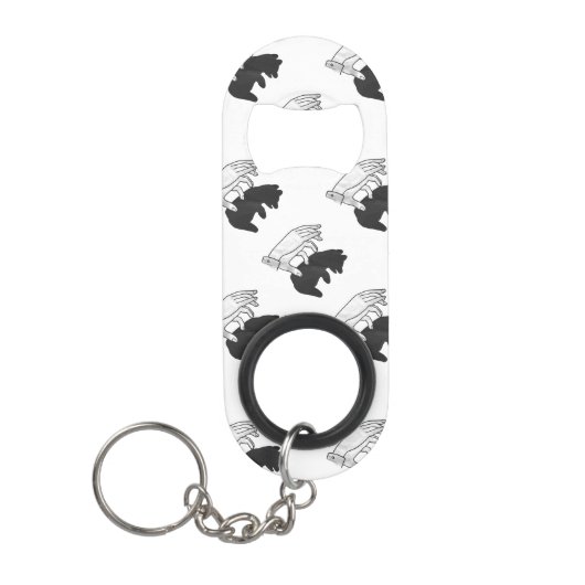 Porte-clé Décapsuleur Petit ours Ours Silhouette Main (Devant)
