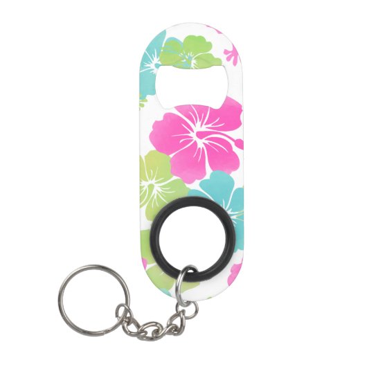 Porte-clé Décapsuleur PixDezines rétro hibiscus (Devant)