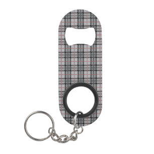 Porte-clé Décapsuleur Plaid de pixel dans le gris avec la rayure rouge