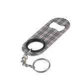 Porte-clé Décapsuleur Plaid de pixel dans le gris avec la rayure rouge (angle arrière)
