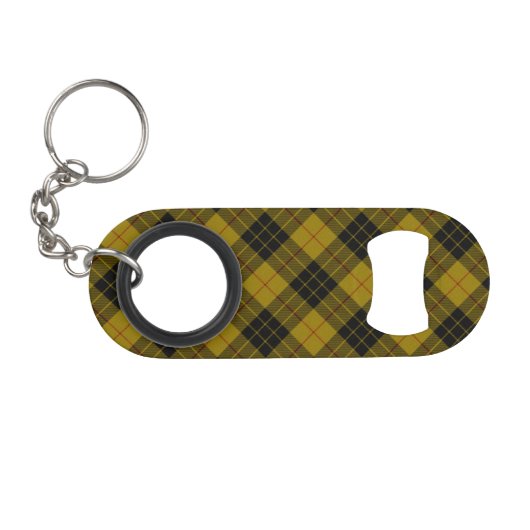 Porte-clé Décapsuleur Plaque noire jaune tartan MacLeod (Devant (Horizontal))