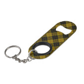 Porte-clé Décapsuleur Plaque noire jaune tartan MacLeod (Devant Angle)