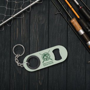 Porte-clé Décapsuleur Pole et poisson de pêcheurs verts personnalisés