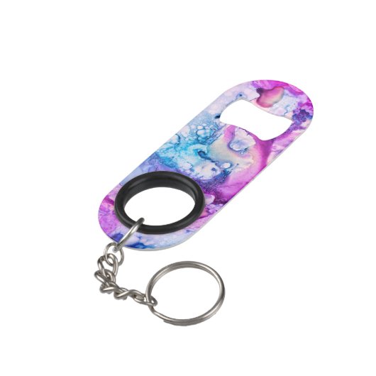 Porte-clé Décapsuleur Pourpre violet de rose moderne abstrait (angle arrière)