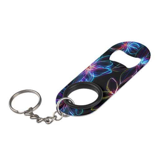 Porte-clé Décapsuleur Rayon de fleur de néon électrique (Devant Angle)