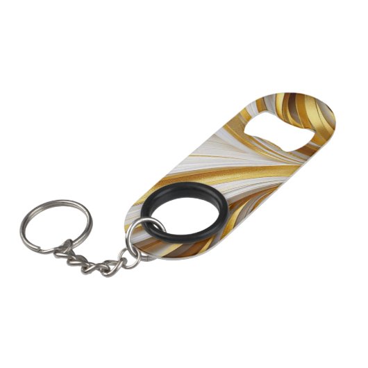 Porte-clé Décapsuleur Retro d'or blanc (Devant Angle)