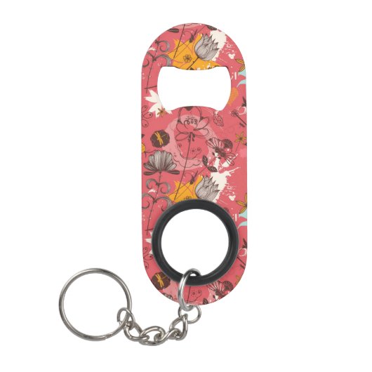 Porte-clé Décapsuleur Rétro motif floral 3 (Devant)