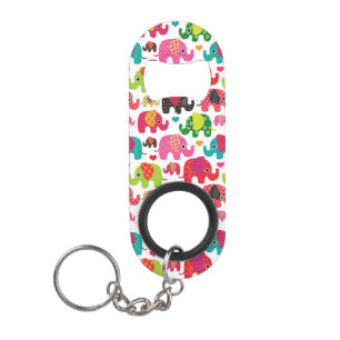 Porte-clé Décapsuleur rétro papier peint de motif d'enfants d'éléphan