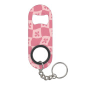 Porte-clé Décapsuleur Retro rose À damiers motif floral (Dos)