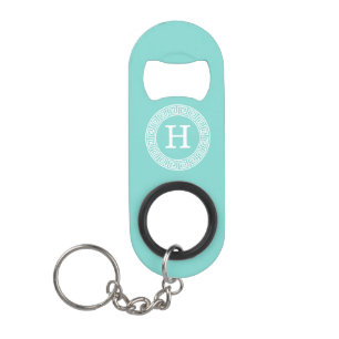 Porte-clé Décapsuleur Robin Oeuf Wht Grille Grecque Cadre Rnd Initial Mo