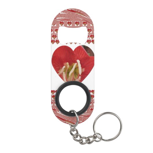 Porte-clé Décapsuleur Romantique Rouge Fleur Coeur Design 4 Moments spéc (Dos)