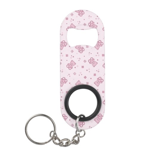 Porte-clé Décapsuleur Rose d'arrière - plan de nounours (Devant)