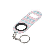 Porte-clé Décapsuleur Rose et motif ethnique turquoise d'éléphant (angle arrière)