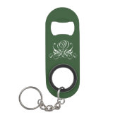 Porte-clé Décapsuleur Rose fleuri blanc et vert (Devant)