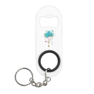 Porte-clé Décapsuleur Roses turquoise avec touches