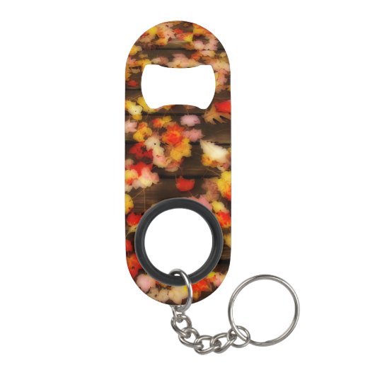 Porte-clé Décapsuleur Rouge clair Jaune d'automne Maple Feuilles (Dos)